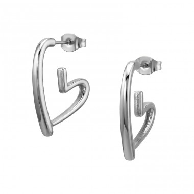 Half Hoop Heart - 316L Surgical Grade Stainless Steel Steel Ear Studs A4S50335