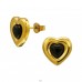 3D Heart Gold-plated  with black center - 316L Surgical Grade Stainless Steel Steel Ear Studs A4S50337