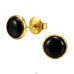 Gold Plated Circle with Black Filling - 316L Surgical Grade Stainless Steel Steel Ear Studs A4S50353