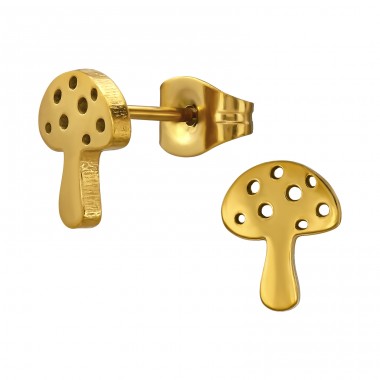 Goldener Pilz - Chirurgischer 316L-Edelstahl Stahl-Ohrstecker A4S50357