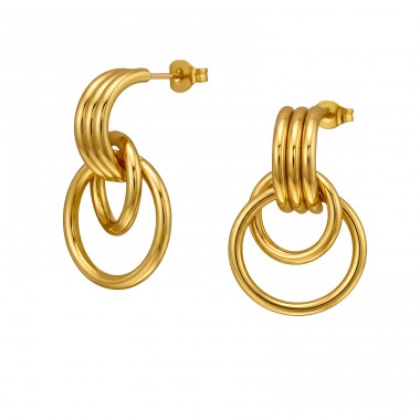 Multi Ring Drop, Gold Plated - 316L Surgical Grade Stainless Steel Steel Ear Studs A4S51299
