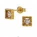6.5 mm Square with Textured Border, Gold Plated - 316L Surgical Grade Stainless Steel Steel Ear Studs A4S51434