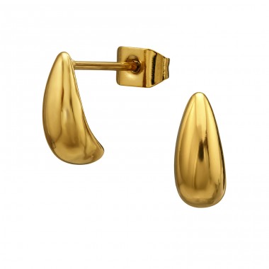 10 mm Organic Drop, Golde Plated  - 316L Surgical Grade Stainless Steel Steel Ear Studs A4S51440