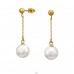 10 mm Pearl Dangling On Chain Gold Plated - 316L Surgical Grade Stainless Steel Steel Ear Studs A4S51444
