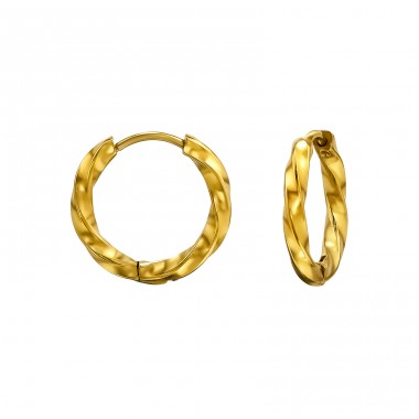 12 mm- Arany Es Gyémánt Vágás, Karikák - 316L Sebészeti Minőségű Rozsdamentes Acél Rozsdamentes Acél Fülbevaló A4S49579