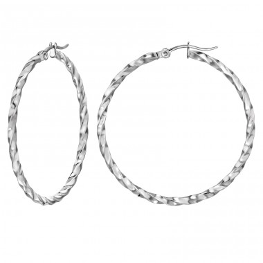 40 mm Zkroucené - 316L Chirurgická Nerezová Ocel Náušnice S Kloubem A4S49945