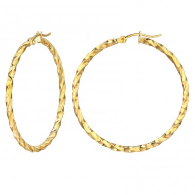 Pozłacane Poskręcane 40 mm - 316L Stal Chirurgiczna Grade Kolczyki Ze Stali Nierdzewnej A4S49946