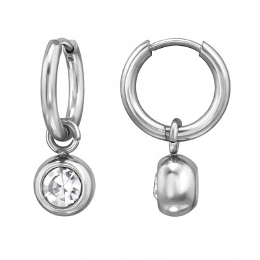 10mm-Creolen mit Baumelnder 8mm-Kugel - Chirurgischer 316L-Edelstahl Stahl-Ohrringe A4S49966