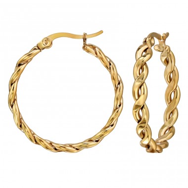 25 mm  Gedrehte Goldene Creolen - Chirurgischer 316L-Edelstahl Stahl-Ohrringe A4S49991