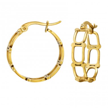 22 mm Golden Gemustert - Chirurgischer 316L-Edelstahl Stahl-Ohrringe A4S50165