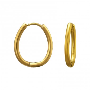 18 mm Golden oval - 316L Surgical Grade Stainless Steel Steel Earrings A4S50345