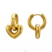 Gold-plated circles with a heart - 316L Surgical Grade Stainless Steel Steel Earrings A4S50347