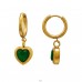 Heart Dangling with Zircon,  Gold Plated - 316L Surgical Grade Stainless Steel Steel Earrings A4S51260