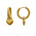 16 mm Hoop with Dangling Heart, Gold Plated - 316L Surgical Grade Stainless Steel Steel Earrings A4S51266