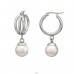 20 mm Triple Hoop  with Dandling Pearl - 316L Surgical Grade Stainless Steel Steel Earrings A4S51274