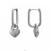 15,5 mm Rectangular Heart - 316L Surgical Grade Stainless Steel Steel Earrings A4S51276