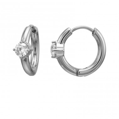 15 mm Hoop with Zircon - 316L Surgical Grade Stainless Steel Steel Earrings A4S51282