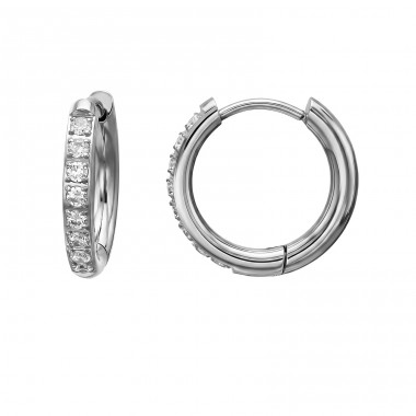 Rotund 16mm cu zirconiu - Grad Chirurgical 316L Din Oțel Inoxidabil Cercei Din Oţel Inoxidabil A4S51284