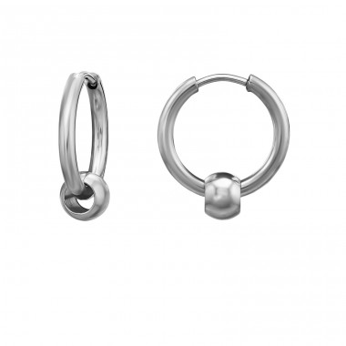 2x15 mm Hoop With 5mm Ball - 316L Surgical Grade Stainless Steel Steel Earrings A4S51436