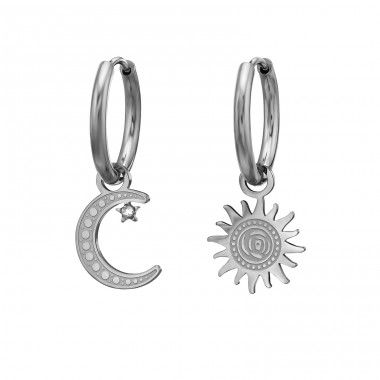 Soare Și Luna cu Cristal - Grad Chirurgical 316L Din Oțel Inoxidabil Cercei Din Oţel Inoxidabil A4S51447