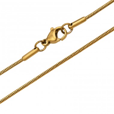 Round Snake 45 cm Gold Plated - 316L Surgical Grade Stainless Steel Steel Necklaces A4S51072