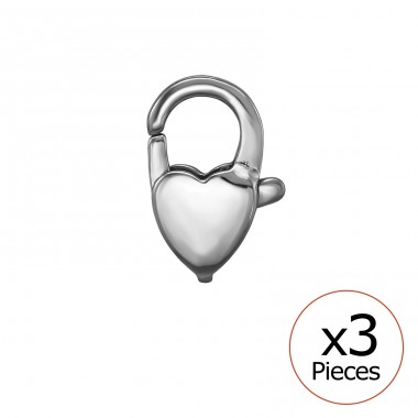  5 x 12 mm Heart, Lobster Clasp, 3x - 316L Surgical Grade Stainless Steel Steel Necklaces A4S51080