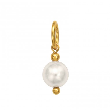 Rund mit Perle, Vergoldet, - Chirurgischer 316L-Edelstahl Steel Pendants A4S50465