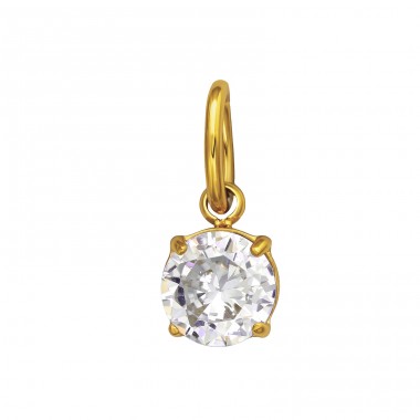 Rotund auriu cu zirconiu - Grad Chirurgical 316L Din Oțel Inoxidabil Pandantive Din Oțel Inoxidabil Chirurgical A4S50466