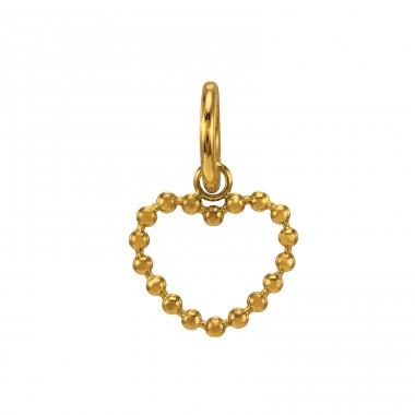 Pozłacane Serce w Kropki 17mm - 316L Stal Chirurgiczna Grade Stalowe Wisiorki A4S50484