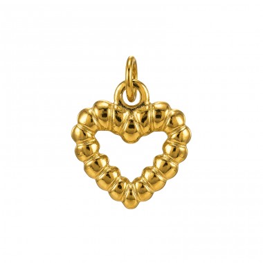 Pozłacane Serce w Kropki 19 mm - 316L Stal Chirurgiczna Grade Stalowe Wisiorki A4S50485
