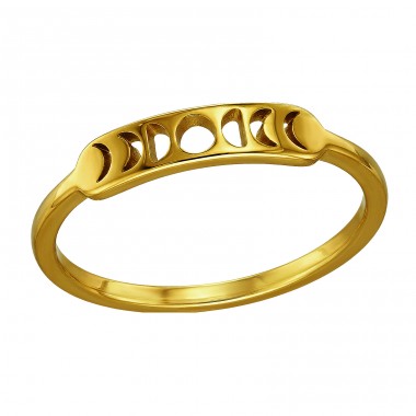 Fáze měsíce pozlacený - 316L Chirurgická Nerezová Ocel Prsteny Z Oceli A4S50419