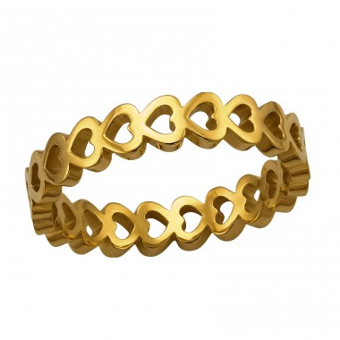 Connected Hearts, Gold Plated - 316L Surgical Grade Stainless Steel Steel Rings A4S50428