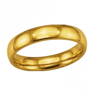 Domed High Polish, Gold Plated - 316L Surgical Grade Stainless Steel Steel Rings A4S50437