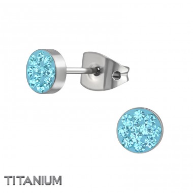 Titanové Kulaté Ucho S Krystaly - Titan Titanové náušnice A4S38449