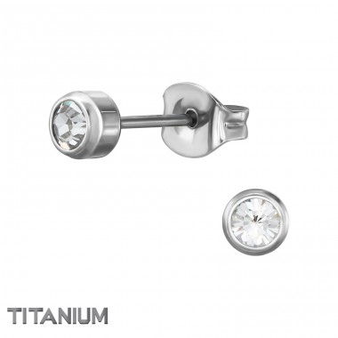 Kulaté s křišťálem 3,9mm - Titan Titanové Náušnice A4S47401
