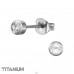 Round 3.9mm with crystal - Titanium Titan Ear Studs A4S47401