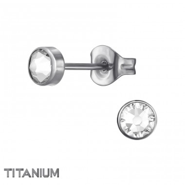 Okrúhle s krištáľom 4.2mm - Titán Titánové Náušnice A4S47402