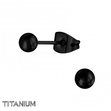 Kulička černá 4mm - Titan Titanové Náušnice A4S48123