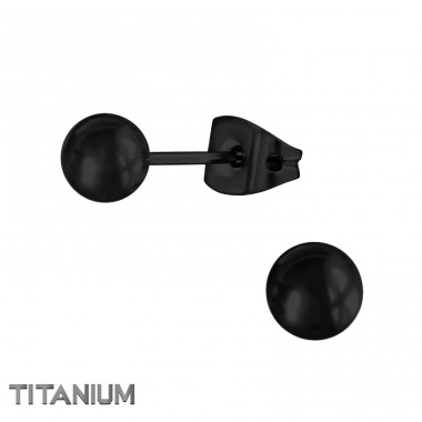 Kulička černá 5mm - Titan Titanové Náušnice A4S48124