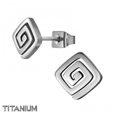 7 mm Čtvercová spirála - Titan Titanové Náušnice A4S49883