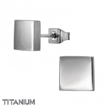 7mm Square  - Titanium Titan Ear Studs A4S49885