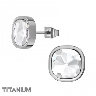 10 mm Kwadratowe - Tytan Kolczyki Z Tytanu A4S49886