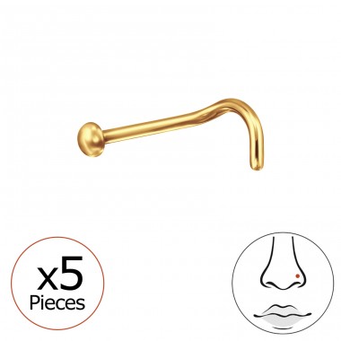 5 x Pozłacane 2mm (20G)  - Tytan Titanium Nose Jewelry A4S47746