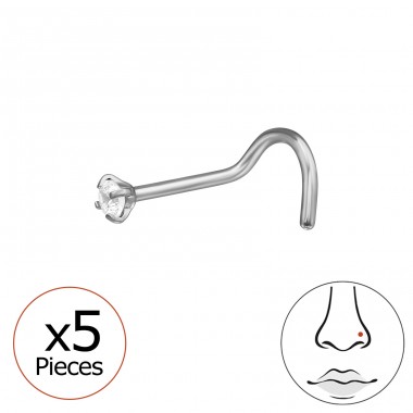 2mm hajlított (20G) orr piercing x 5 db - Titán Titanium Nose Jewelry A4S47747