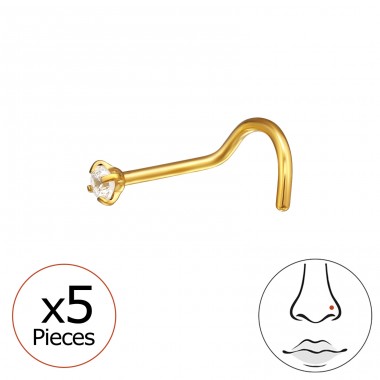 2mm hajlított (20G) orr piercing x 5 db - Titán Titanium Nose Jewelry A4S47748