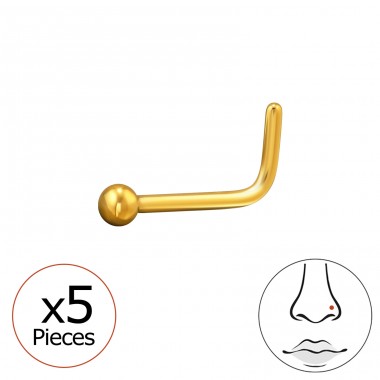 Golden Ball nose piercing 2mm, (20 G) 5pcs - Titanium Titanium Nose Jewelry A4S47752
