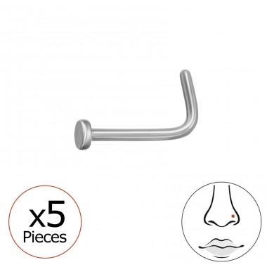 2mm hajlított (20G) orr piercing x 5 db - Titán Titanium Nose Jewelry A4S47755
