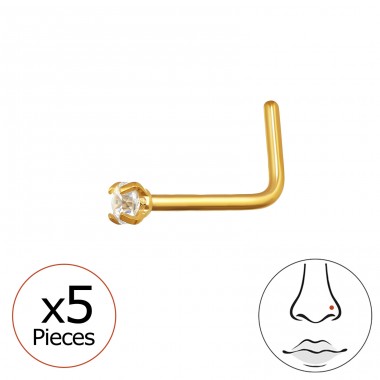 Pozlaceno s křišťálem 2mm (20 G) 5 kusů - Titan Titanium Nose Jewelry A4S47761