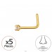 Goldenes Rundes Nasenpiercing mit Kristall 2mm, (20 G) 5 Stück - Titan Titanium Nose Jewelry A4S47761