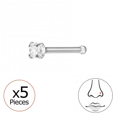 Round nose piercing 2mm with crystal,(20 G)  5pcs - Titanium Titanium Nose Jewelry A4S47772